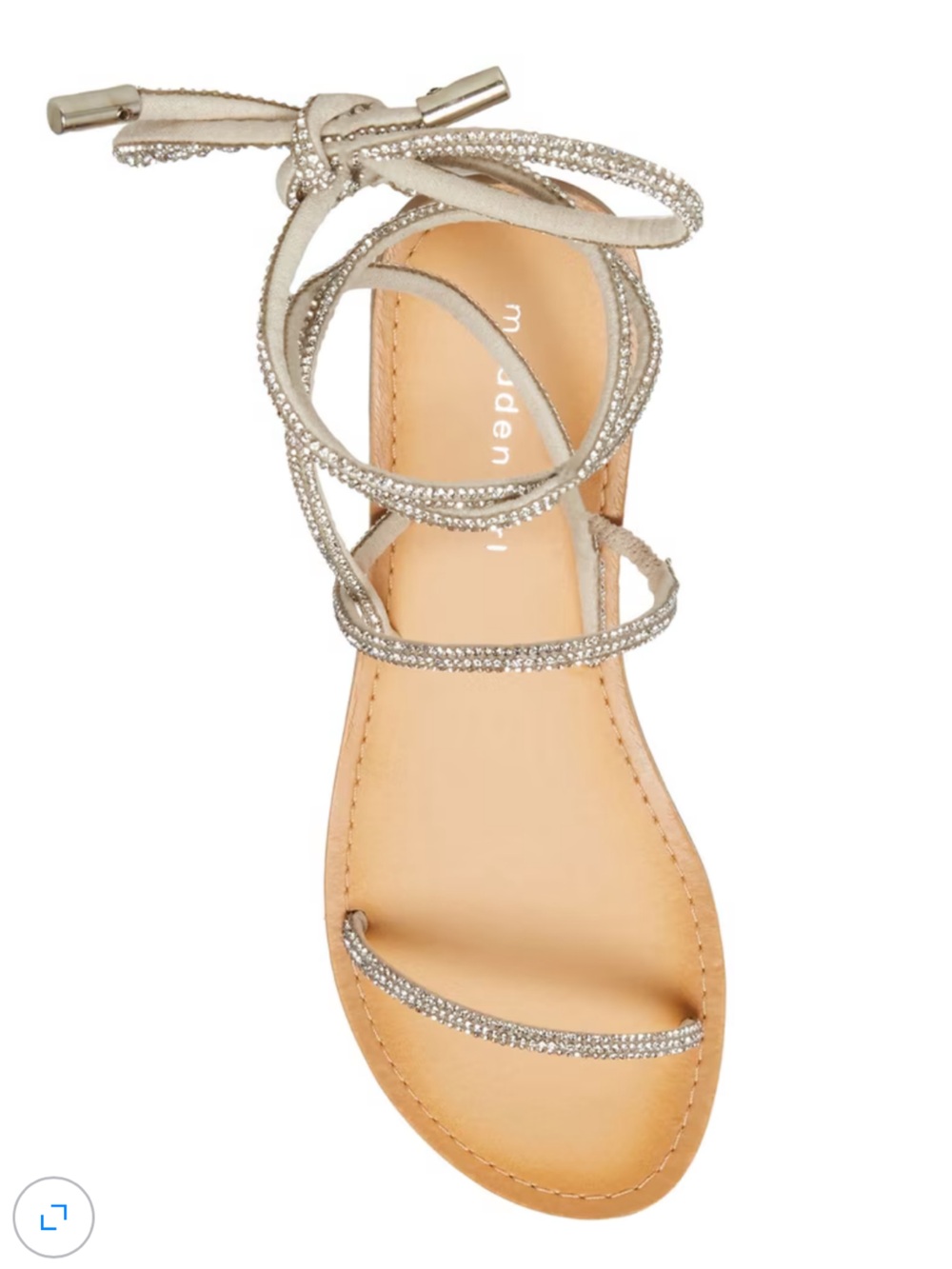 Madden Girl Crystal Embellished Lace-Up Flat Sandal in Silver